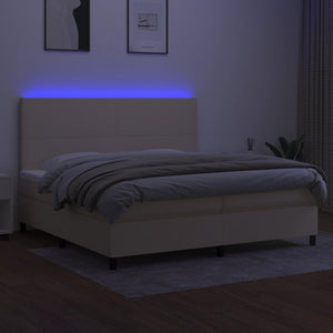 Letto a Molle Materasso e LED bianco 200x200cm in Tessuto 3134746