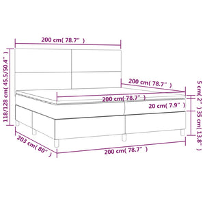 Letto a Molle Materasso e LED bianco 200x200cm in Tessuto cod mxl 33651