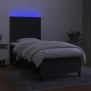 Letto a Molle con Materasso e LED Nero 80x200 cm in Tessuto cod mxl 57152