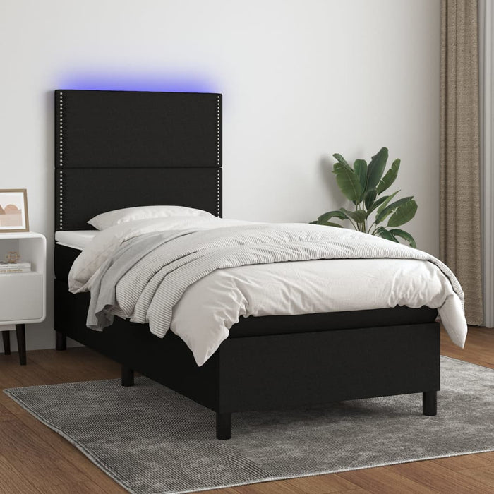 Letto a Molle con Materasso e LED Nero 80x200 cm in Tessuto cod mxl 57152