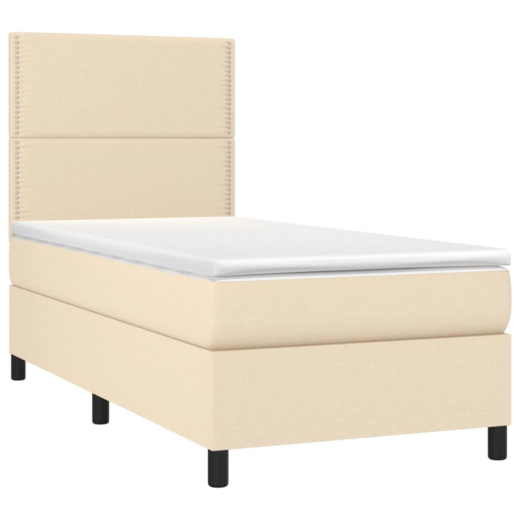 Letto a Molle con Materasso e LED Crema 80x200 cm in Tessuto 3134754