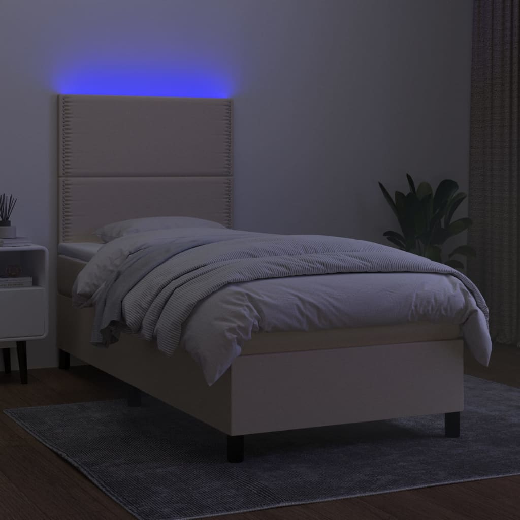 Letto a Molle con Materasso e LED Crema 80x200 cm in Tessuto cod mxl 63799