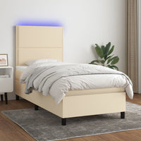 Letto a Molle con Materasso e LED Crema 80x200 cm in Tessuto cod mxl 63799