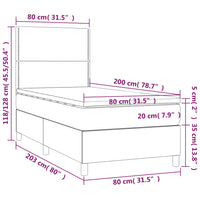 Letto a Molle con Materasso e LED Blu 80x200 cm in Tessuto cod mxl 35696