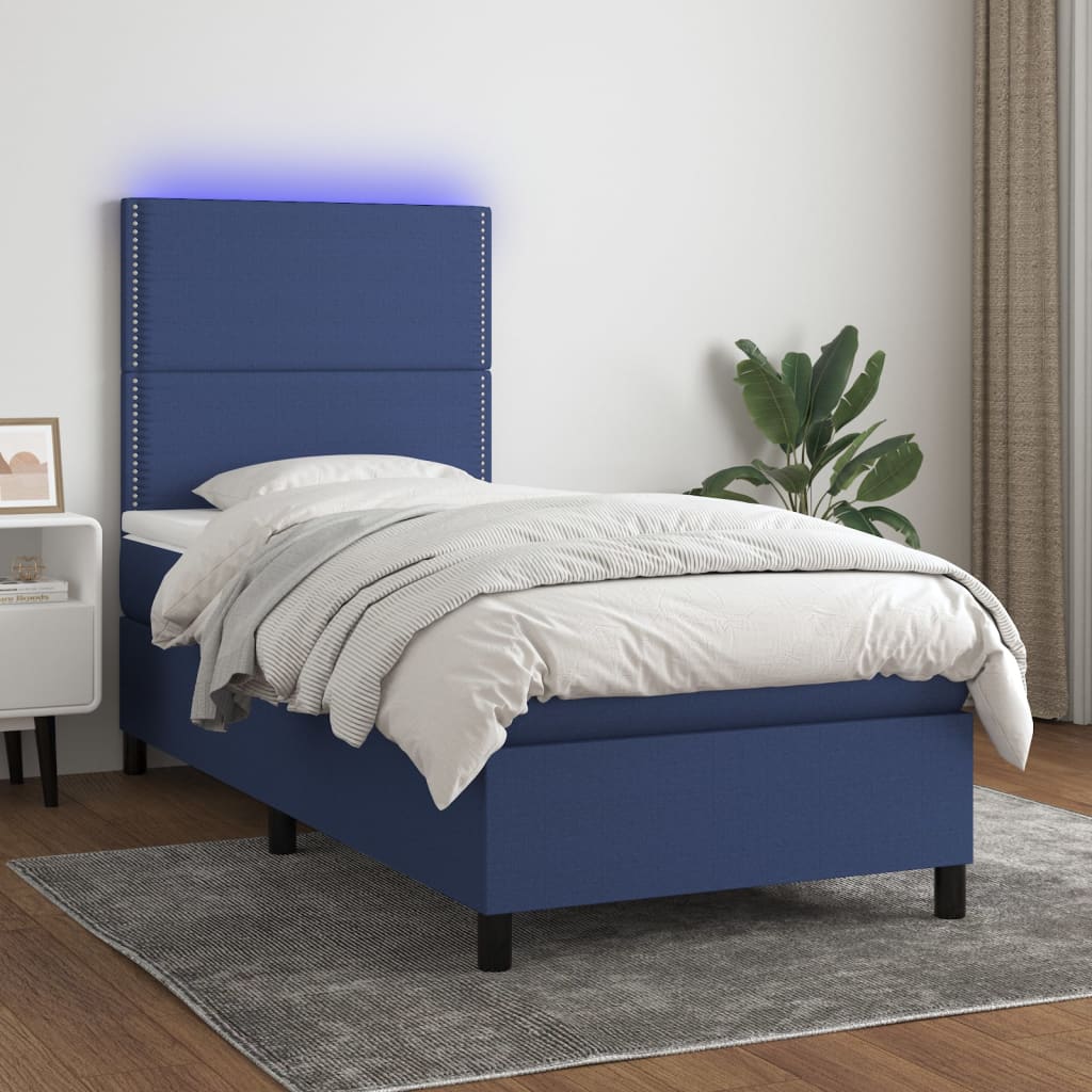 Letto a Molle con Materasso e LED Blu 80x200 cm in Tessuto cod mxl 35696