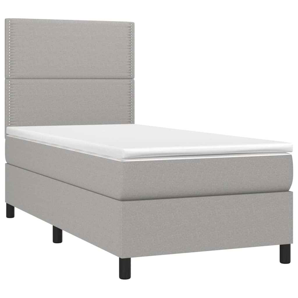 Letto a Molle Materasso e LED Grigio Chiaro 90x190 cm Tessutocod mxl 122885