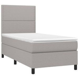 Letto a Molle Materasso e LED Grigio Chiaro 90x190 cm Tessutocod mxl 122885