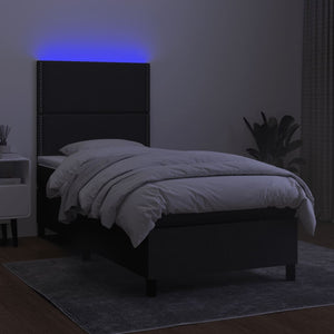 Letto a Molle con Materasso e LED Nero 90x190 cm in Tessuto cod mxl 62710