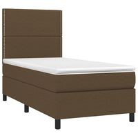 Letto a Molle Materasso e LED Marrone Scuro 90x190cm in Tessuto 3134760