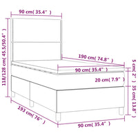 Letto a Molle Materasso e LED Marrone Scuro 90x190cm in Tessuto cod mxl 34618