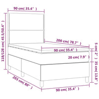 Letto a Molle Materasso e LED Grigio Scuro 90x200 cm in Tessuto cod mxl 62891