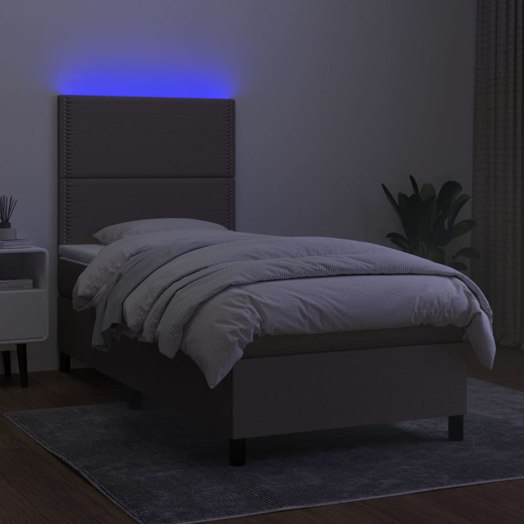 Letto a Molle con Materasso e LED Tortora 90x200 cm in Tessuto cod mxl 60499