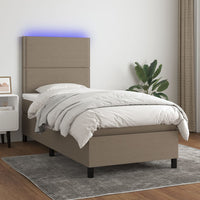 Letto a Molle con Materasso e LED Tortora 90x200 cm in Tessuto cod mxl 60499