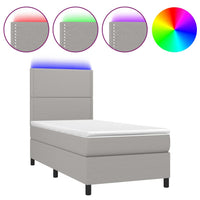 Letto a Molle Materasso e LED Grigio Chiaro 100x200 cm Tessutocod mxl 98949