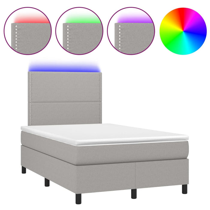 Letto a Molle Materasso e LED Grigio Chiaro 120x200 cm Tessuto cod mxl 64681