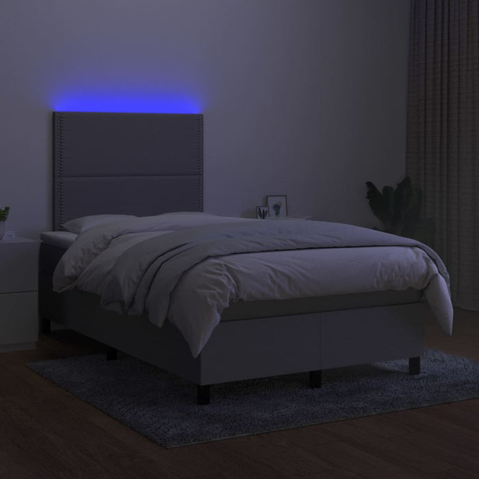 Letto a Molle Materasso e LED Grigio Chiaro 120x200 cm Tessuto cod mxl 64681