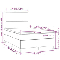 Letto a Molle Materasso e LED Grigio Chiaro 120x200 cm Tessuto cod mxl 64681