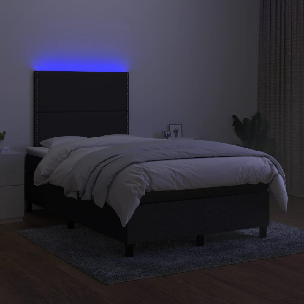 Letto a Molle con Materasso e LED Nero 120x200cm in Tessuto cod mxl 59155