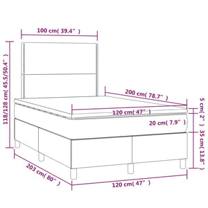 Letto a Molle con Materasso e LED Nero 120x200cm in Tessuto cod mxl 59155