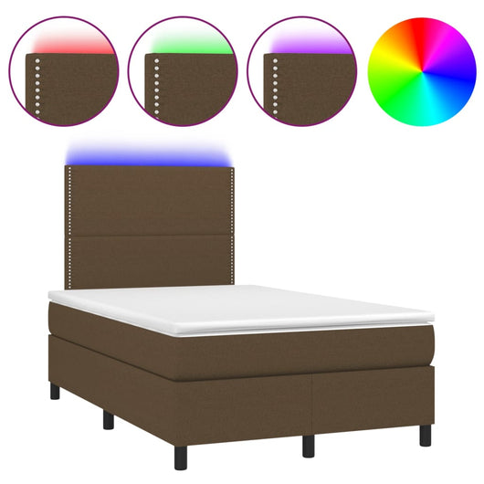 Letto a Molle Materasso e LED Marrone Scuro 120x200 cm Tessuto cod mxl 56585