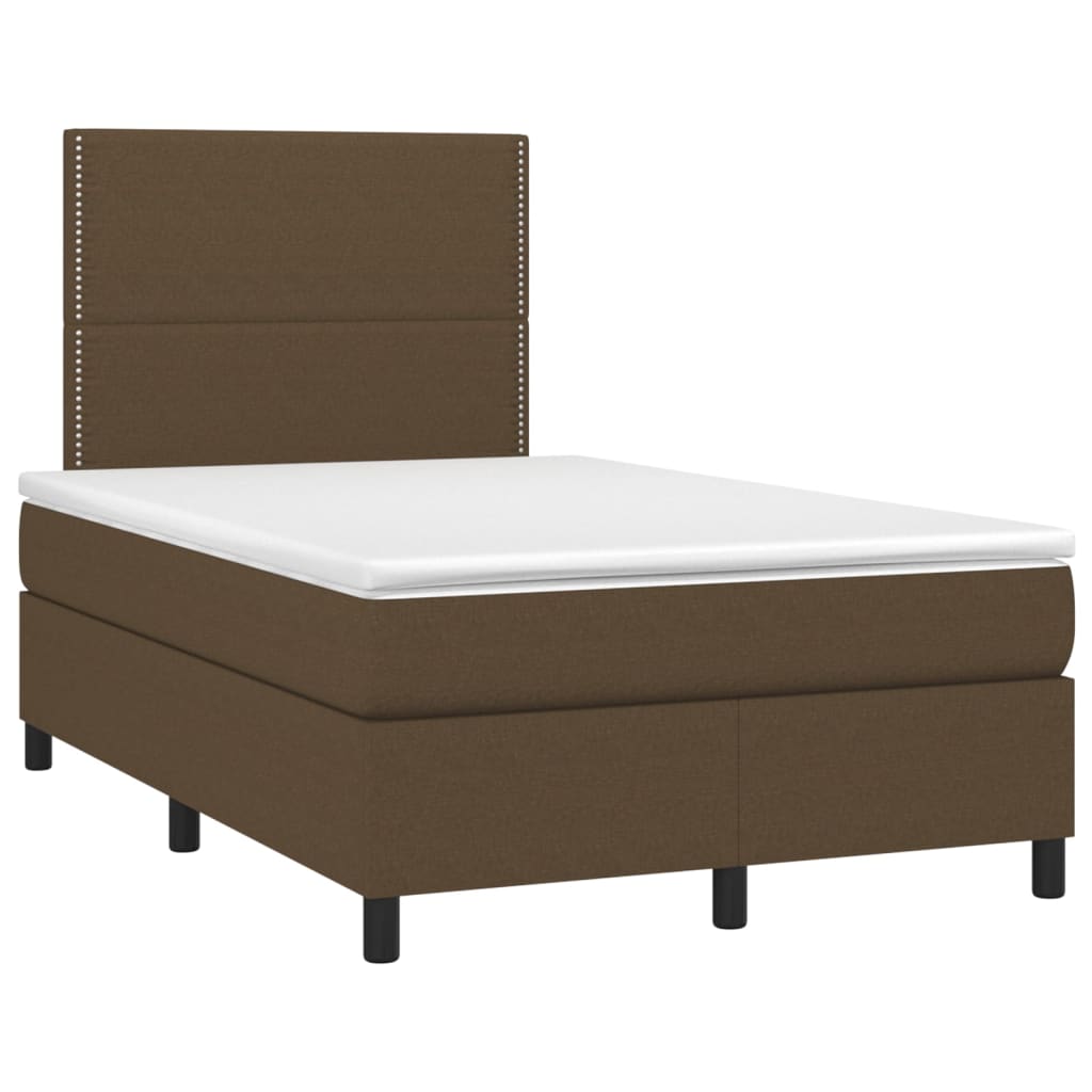 Letto a Molle Materasso e LED Marrone Scuro 120x200 cm Tessuto 3134784