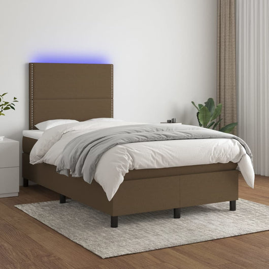 Letto a Molle Materasso e LED Marrone Scuro 120x200 cm Tessuto cod mxl 56585