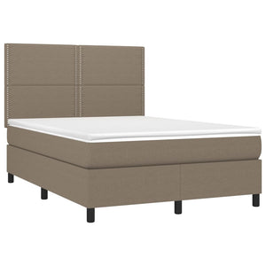 Letto a Molle con Materasso e LED Tortora 140x190 cm in Tessuto 3134793