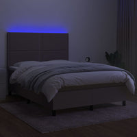 Letto a Molle con Materasso e LED Tortora 140x190 cm in Tessuto 3134793