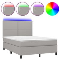 Letto a Molle Materasso e LED Grigio Chiaro 140x200 cm Tessuto cod mxl 37300