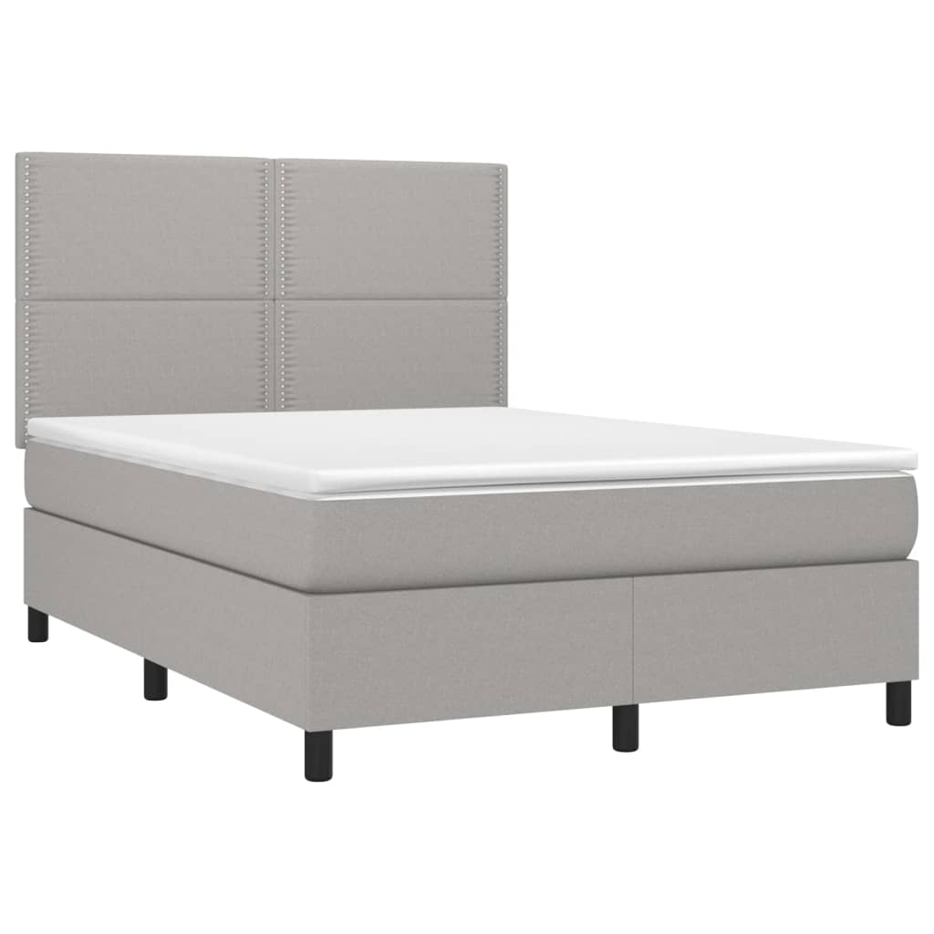 Letto a Molle Materasso e LED Grigio Chiaro 140x200 cm Tessuto cod mxl 37300