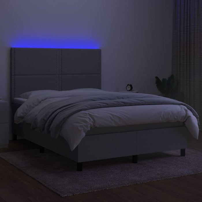 Letto a Molle Materasso e LED Grigio Chiaro 140x200 cm Tessuto cod mxl 37300