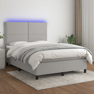 Letto a Molle Materasso e LED Grigio Chiaro 140x200 cm Tessuto cod mxl 37300