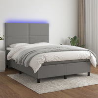 Letto a Molle Materasso e LED Grigio Scuro 140x200cm in Tessuto cod mxl 40175