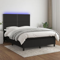 Letto a Molle con Materasso e LED Nero 140x200 cm in Tessuto cod mxl 33615