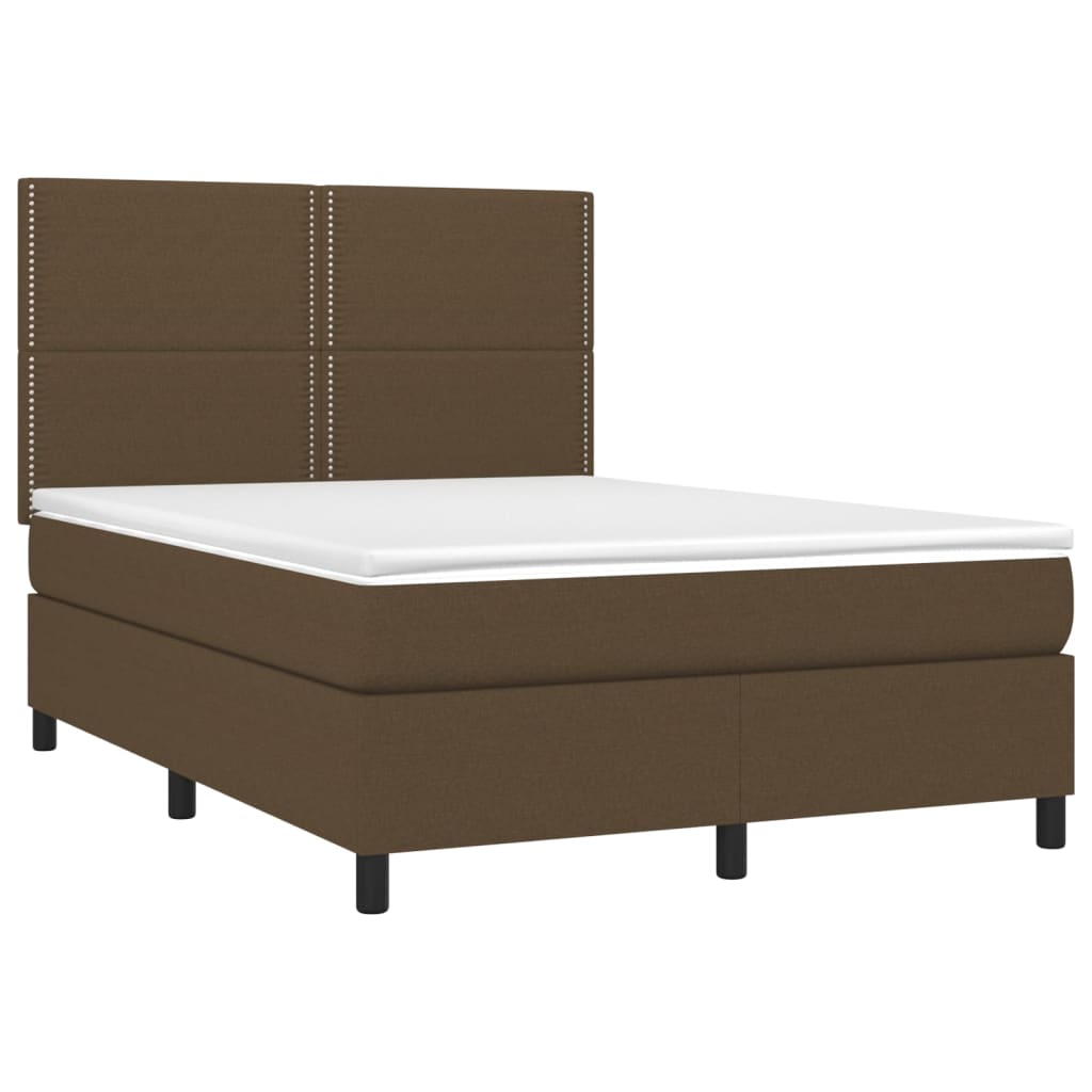 Letto a Molle Materasso e LED Marrone Scuro 140x200 cm Tessuto cod mxl 35360