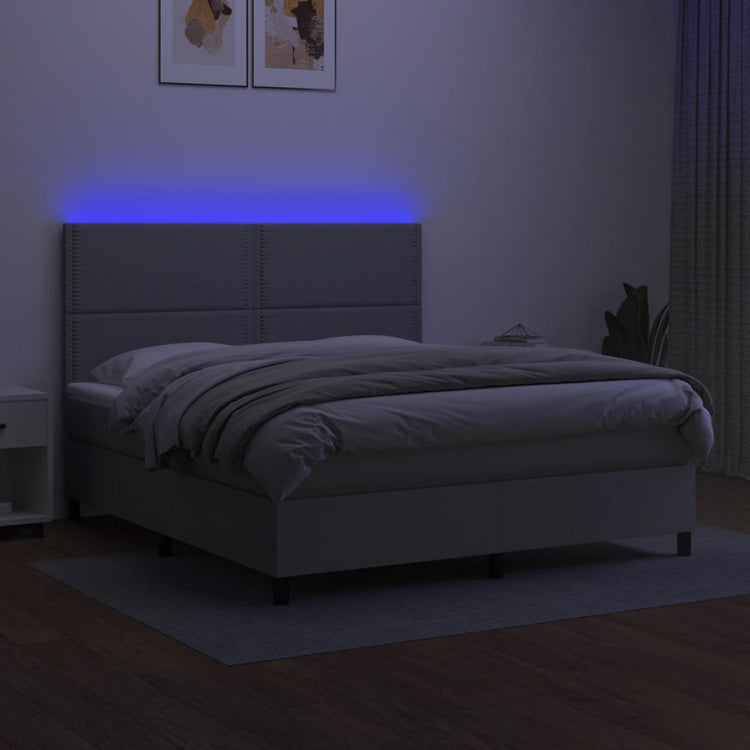 Letto a Molle Materasso e LED Grigio Chiaro 160x200 cm Tessuto cod mxl 34782