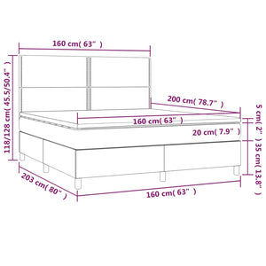 Letto a Molle Materasso e LED Grigio Chiaro 160x200 cm Tessuto cod mxl 34782