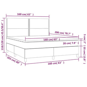 Letto a Molle con Materasso e LED Nero 160x200 cm in Tessuto cod mxl 35239