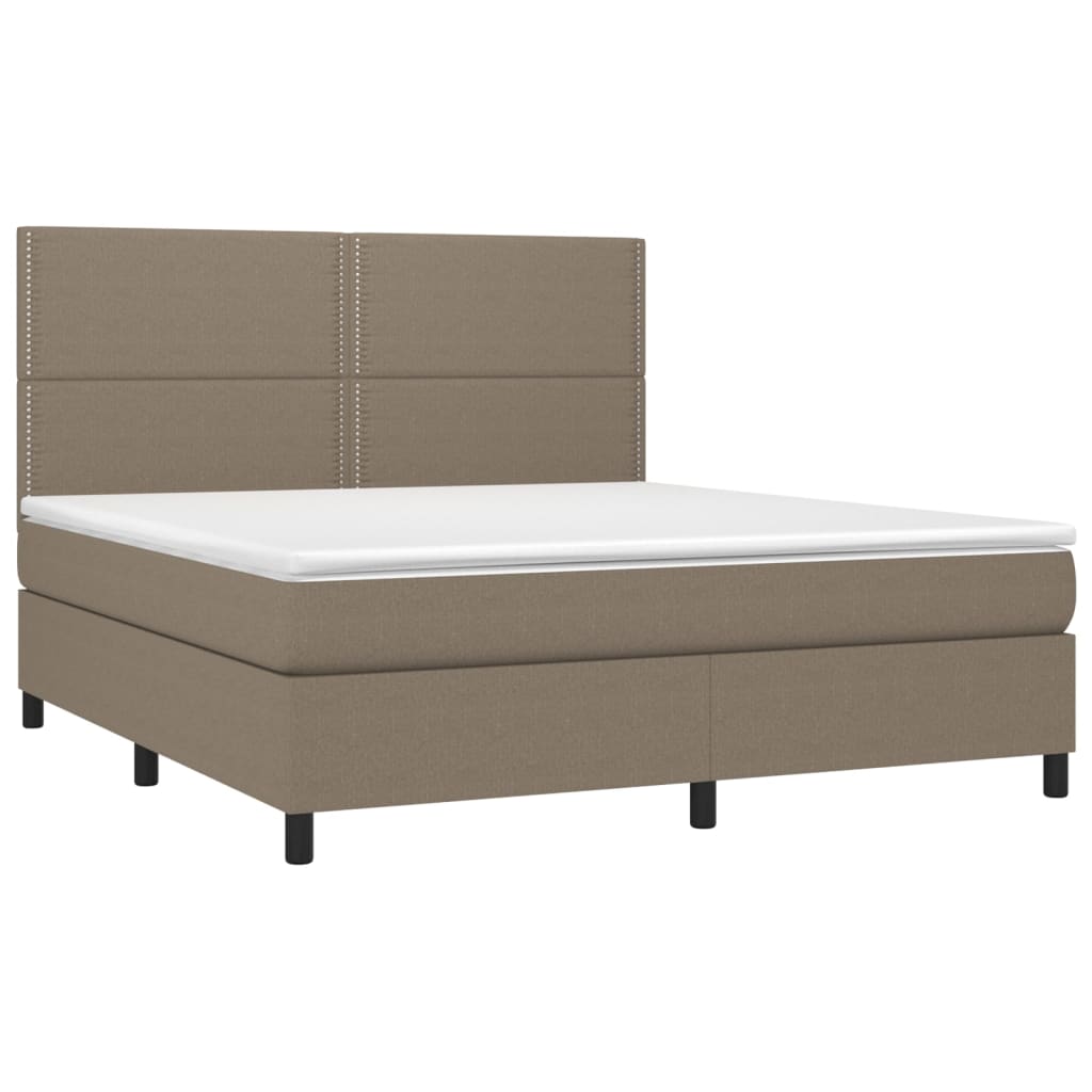 Letto a Molle con Materasso e LED Tortora 160x200 cm in Tessuto cod mxl 52197