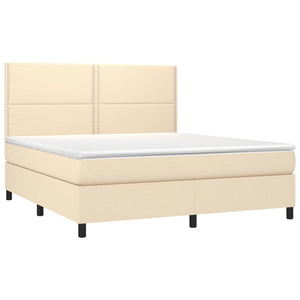 Letto a Molle con Materasso e LED Crema 160x200 cm in Tessuto cod mxl 35241