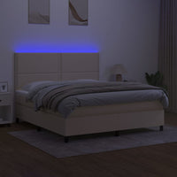 Letto a Molle con Materasso e LED Crema 160x200 cm in Tessuto cod mxl 35241