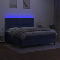 Letto a Molle con Materasso e LED Blu 160x200 cm in Tessuto cod mxl 35775