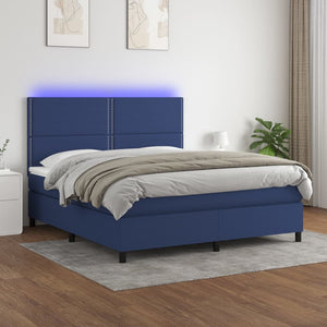 Letto a Molle con Materasso e LED Blu 160x200 cm in Tessuto cod mxl 35775