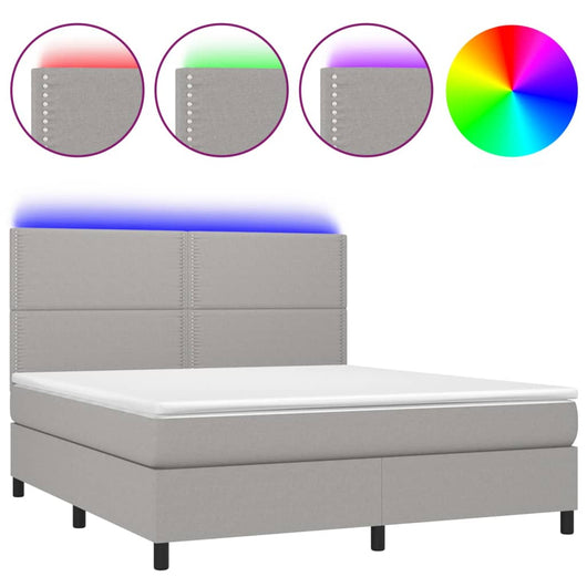 Letto a Molle Materasso e LED Grigio Chiaro 180x200 cm Tessuto cod mxl 46977