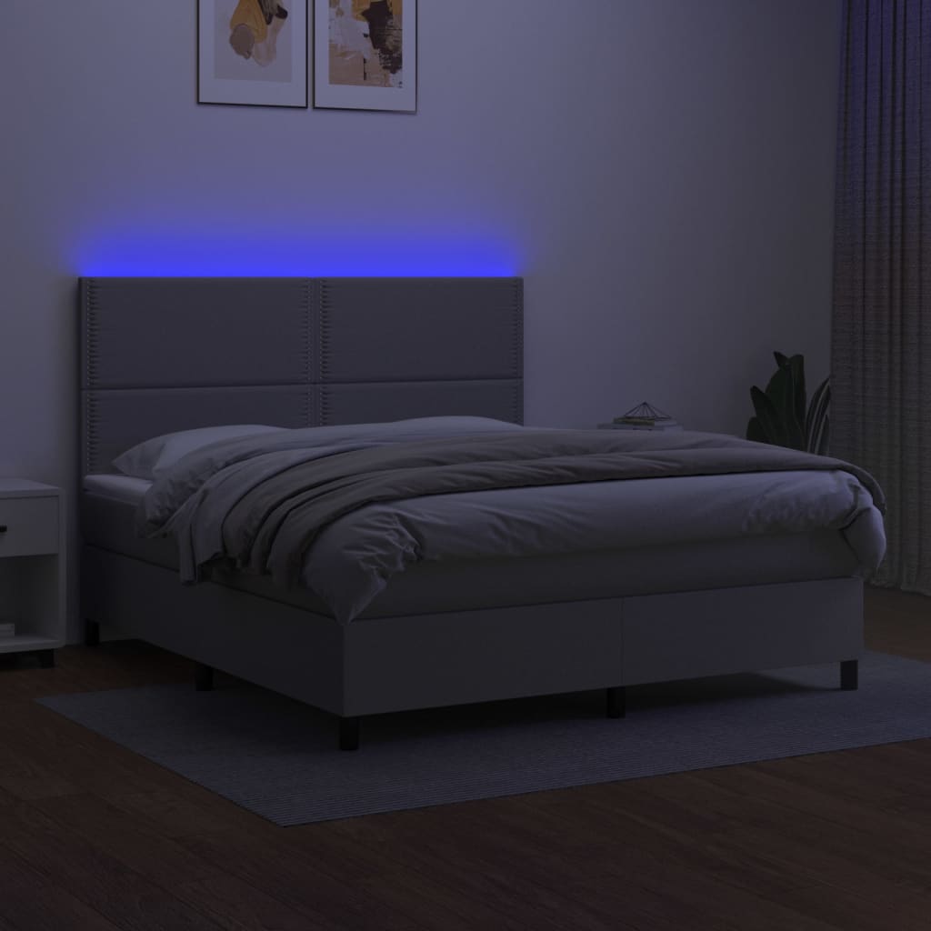 Letto a Molle Materasso e LED Grigio Chiaro 180x200 cm Tessuto cod mxl 46977