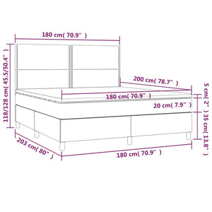 Letto a Molle Materasso e LED Grigio Chiaro 180x200 cm Tessuto cod mxl 46977