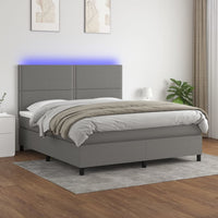 Letto a Molle Materasso e LED Grigio Scuro 180x200cm in Tessuto 3134814