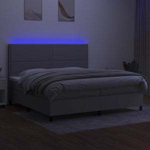 Letto a Molle Materasso e LED Grigio Chiaro 200x200 cm Tessuto cod mxl 56530