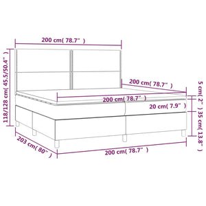 Letto a Molle Materasso e LED Grigio Chiaro 200x200 cm Tessuto cod mxl 56530