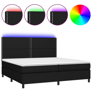 Letto a Molle Materasso e LED Nero 200x200cm in Tessuto cod mxl 54452